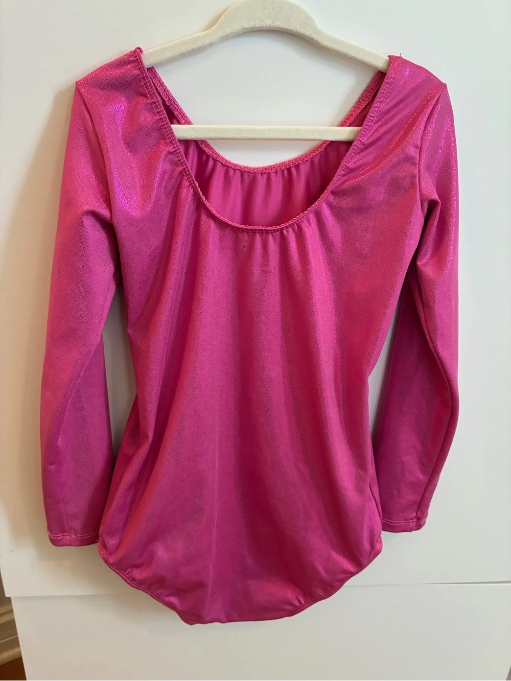 Set of 2 Girls' Pink & Galaxy Print Long Sleeve Dance Leotards - Size 130 (7/8)